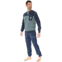 Vêtements Homme Pyjamas / Chemises de nuit Christian Cane PYJAMA LONG JOGGING BLEU SAHEL Bleu