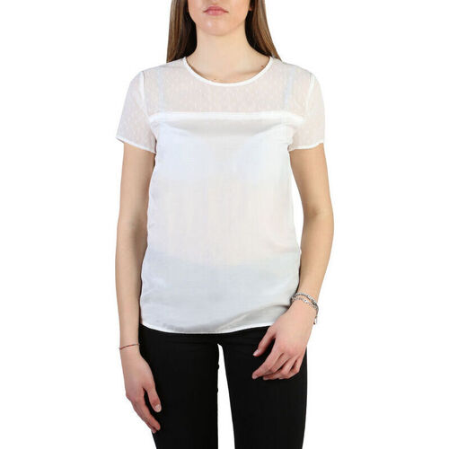 Vêtements Femme Emporio Armani logo-embroidered denim shirt Armani jeans - 3y5h45_5nzsz Blanc
