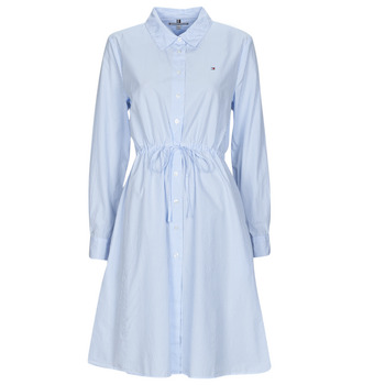 Vêtements Femme Robes courtes Tommy Hilfiger ITHAKA KNEE SHIRT-DRESS LS Blanc / Bleu