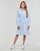 Vêtements Femme Robes courtes Tommy Hilfiger ITHAKA KNEE SHIRT-DRESS LS Blanc / Bleu