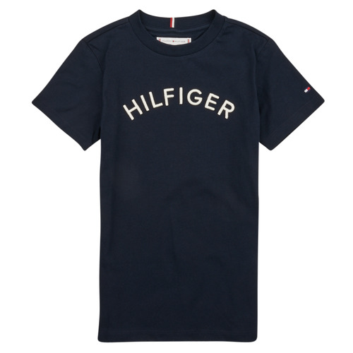 Vêtements Enfant Tommy Hilfiger Performance slim fit flag logo seamless long-sleeved top in black Tommy Hilfiger U HILFIGER ARCHED TEE Marine