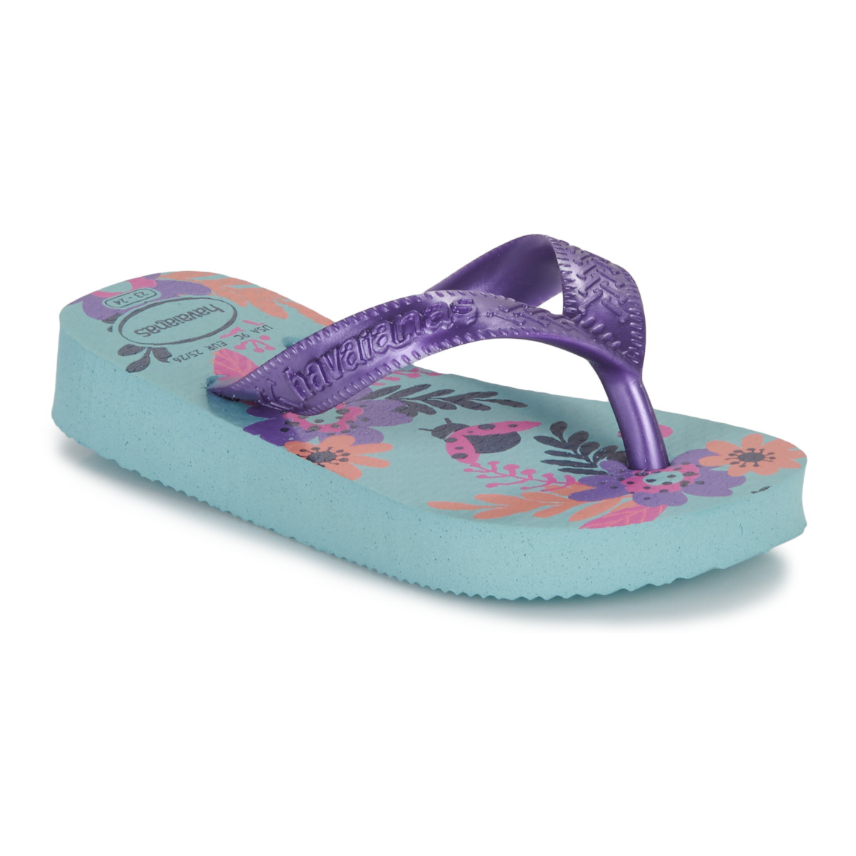 Chaussures Fille Tongs Havaianas KIDS FLORES Bleu / Violet