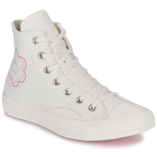 Converse CHUCK TAYLOR ALL STAR HI Blanc / Multicolore - Livraison Gratuite  | Spartoo ! - Chaussures Basket montante Femme 59,50 €