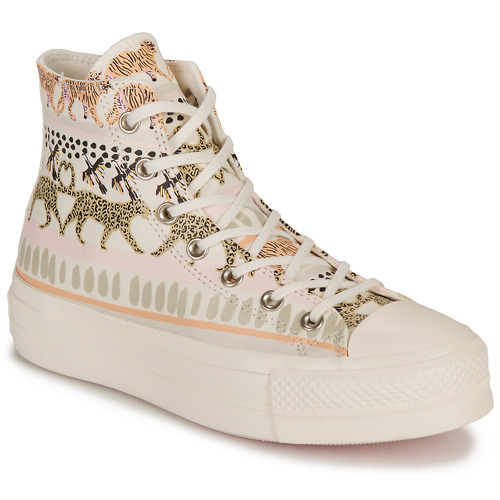Chaussures Femme Bunny montantes Converse LILAC CHUCK TAYLOR ALL STAR  LIFT-ANIMAL ABSTRACT Blanc/Multicolore