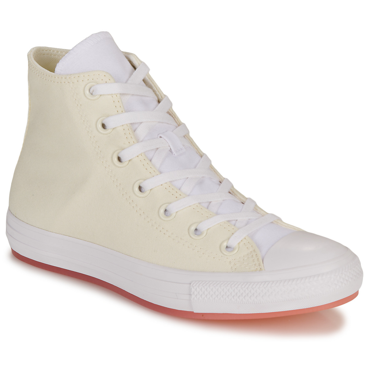 Chaussures Femme Baskets montantes Converse Leather CHUCK TAYLOR ALL STAR MARBLED-EGRET/CHEEKY CORAL/LAWN FLAMINGO Blanc / Beige