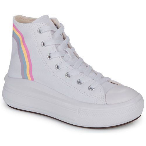 Chaussures Fille Baskets montantes gianno Converse CHUCK TAYLOR ALL STAR MOVE PLATFORM RAINBOW CLOUD HI Blanc / Multicolore