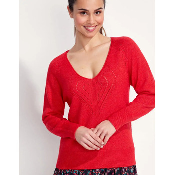 Vêtements Femme Pulls Foulard Imprimé Coton Lavandi Pull col V en maille NANDI Rouge