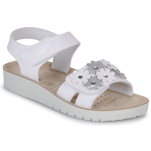Chaussures Fille Tableaux / toiles Geox J SANDAL COSTAREI GI Blanc