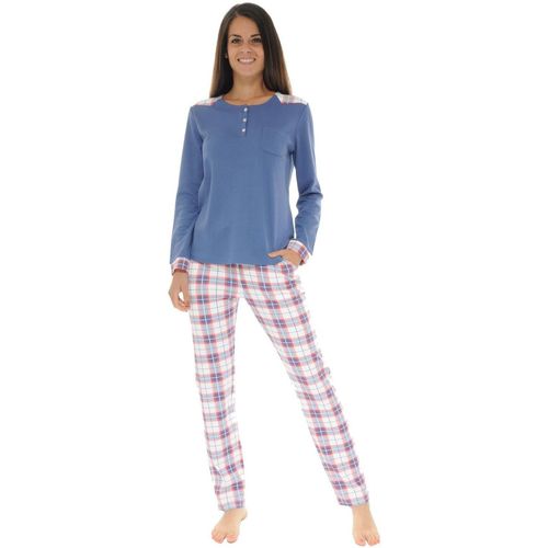 Vêtements Femme Pyjamas / Chemises de nuit Christian Cane PYJAMA LONG BLEU ROMINA Bleu