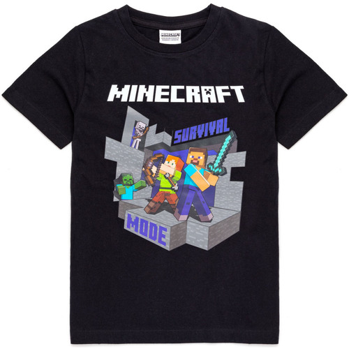 Vêtements Enfant T-shirts manches courtes Minecraft Survival Mode Noir