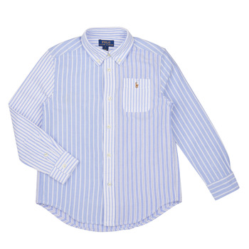Vêtements Garçon Chemises manches longues Polo Ralph Lauren LS3BDPPPKT-SHIRTS-SPORT SHIRT Bleu ciel / Blanc