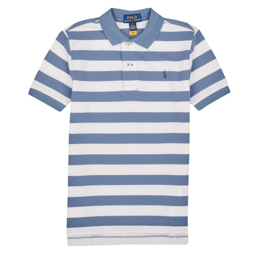 Vêtements Garçon Crop Tee-knit Shirts Versace Jeans Couture SSKC M1-KNIT POLO SHIRT Blanc / Bleu