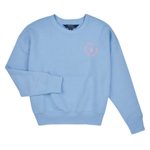 Vêtements Fille Sweats Polo Ralph Lauren BUBBLE PO CN-KNIT-SWEATSHIRT Bleu ciel / Rose