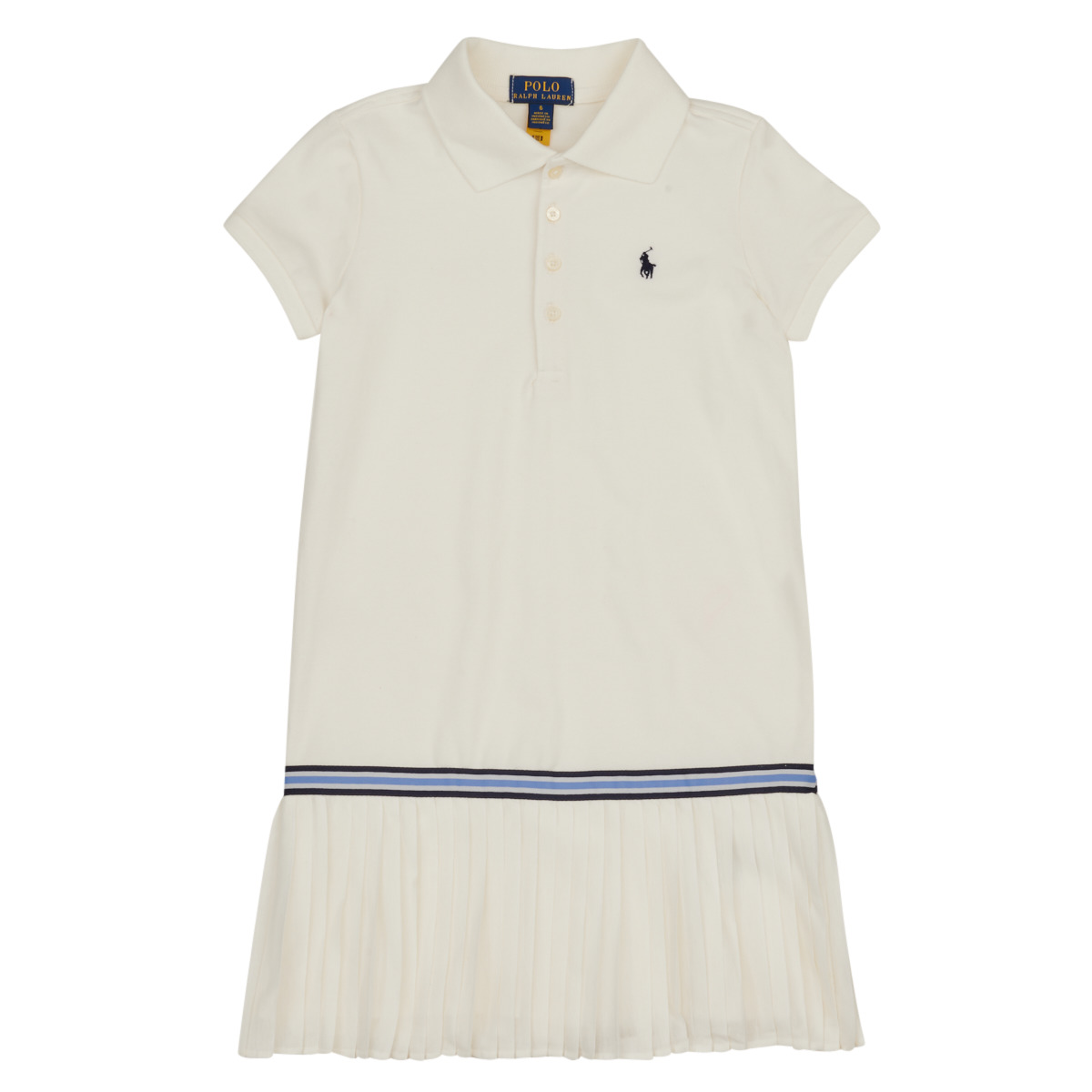 Vêtements Fille Robes courtes Polo LOGO In Cotone A Costine SS KC DAY DRESS Ecru
