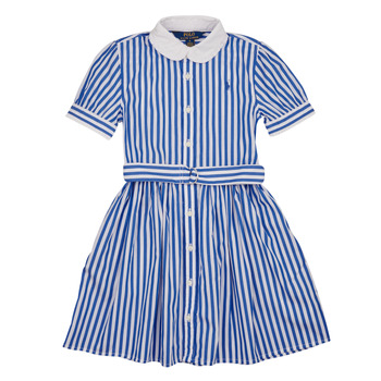 Vêtements Fille Robes courtes Polo Ralph Lauren MAGALIE DRS-DRESSES-DAY DRESS Bleu / Blanc