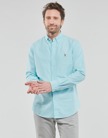 Vêtements Homme Chemises manches longues Polo Ralph Lauren CHEMISE COUPE DROITE EN OXFORD Turquoise