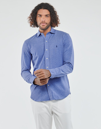 Vêtements Homme Chemises manches longues Polo Ralph Lauren CHEMISE COUPE DROITE Bleu chiné / Marine