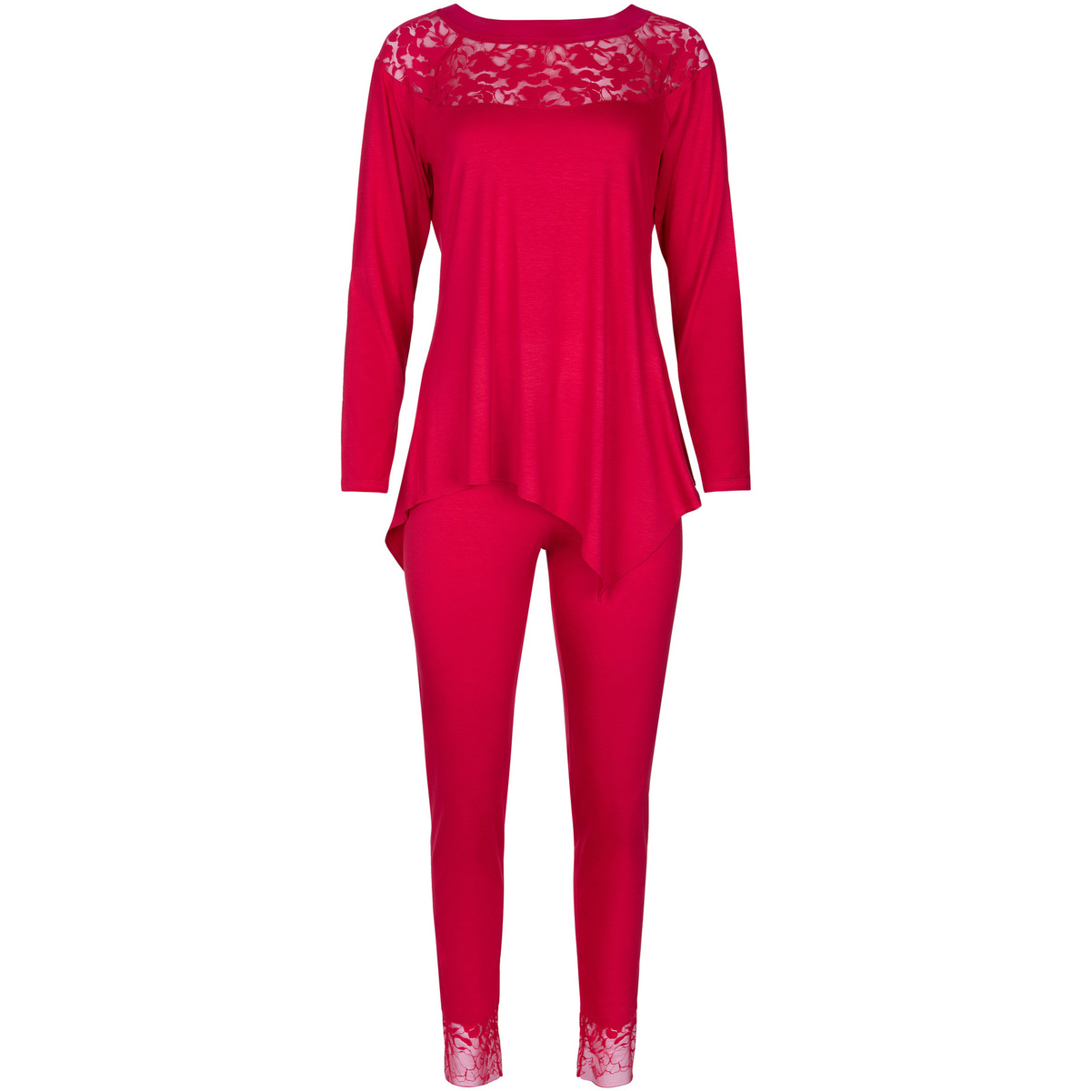 Vêtements Femme Tops, Chemisiers, Pulls, Gilets Pyjama tenue d'intérieur pantalon top manches longues Rouge