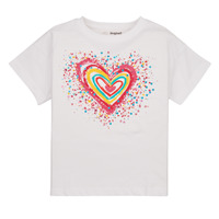Vêtements Fille T-shirts Tall manches courtes Desigual TS_HEART Blanc / Multicolore