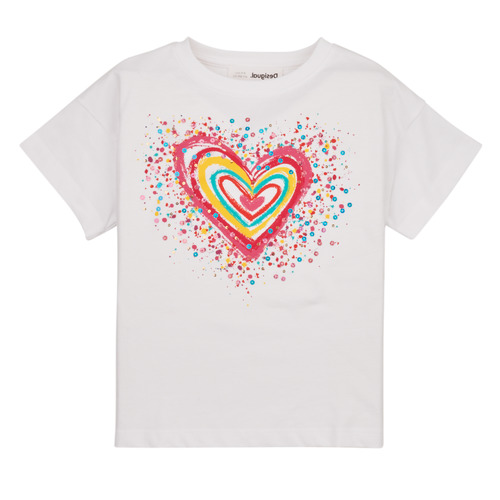 Vêtements Fille Effacer les critères Desigual TS_HEART Blanc / Multicolore