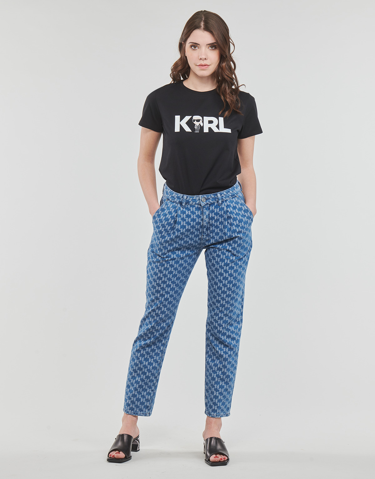 Vêtements Femme Jeans BOSS droit Karl Lagerfeld TAPERED MONOGRAM JCQ DENIMS Bleu