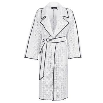 Vêtements Femme Trenchs Karl Lagerfeld KL EMBROIDERED LACE COAT Blanc / Noir