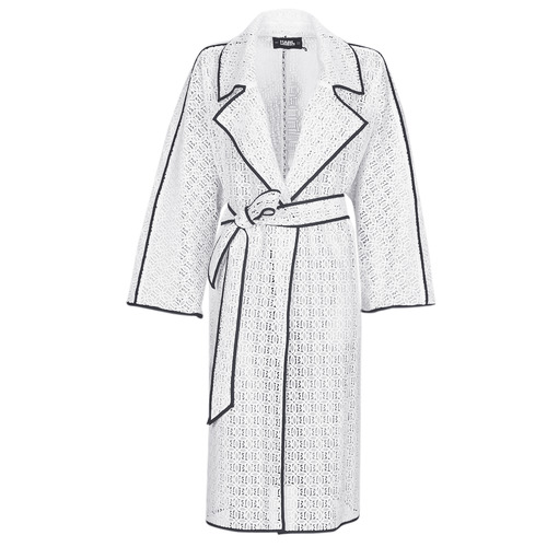 Vêtements Femme Trenchs Karl Lagerfeld KL EMBROIDERED LACE COAT Blanc / turquesa