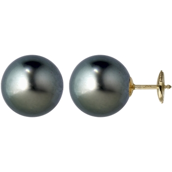 boucles oreilles brillaxis  boucles d'oreilles or 18 carats perles de tahiti  9/9,5 mm 