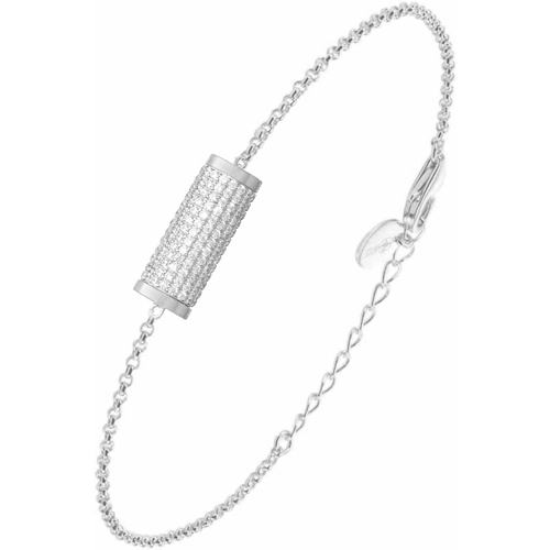 Montres & Bijoux Femme Bracelets Orusbijoux Bracelet Chaine Argent Rouleau Serti De Zirconiums Blancs Argenté