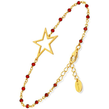bracelets orusbijoux  bracelet argent doré étoile et pierre onyx rouge 
