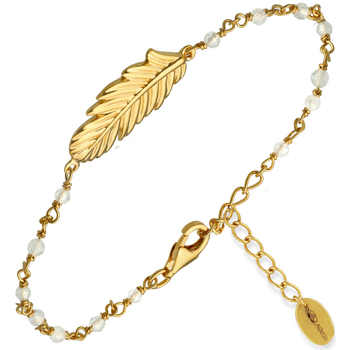 bracelets orusbijoux  bracelet en argent doré plume pierres blanches 