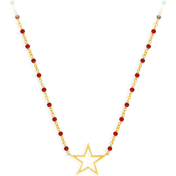 collier orusbijoux  collier argent doré étoile et pierre rouge 