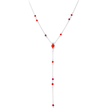 collier orusbijoux  collier en argent cravate rhodié pierre onyx rouge 