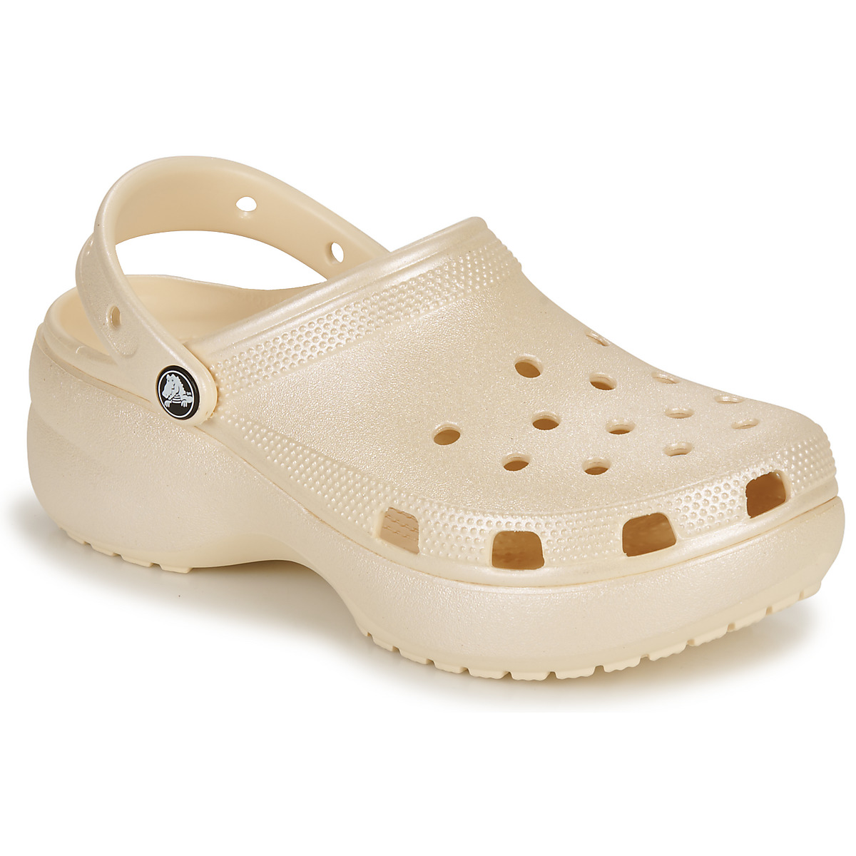 Chaussures Femme Sabots Crocs CLASSIC PLATFORM SHIMMER CLOG Beige / Glitter