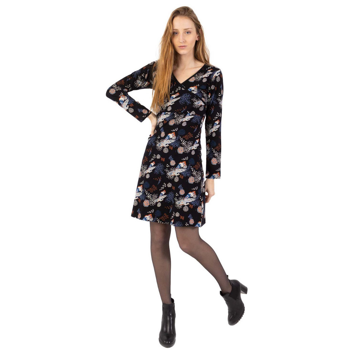 Vêtements Femme Robes Coton Du Monde courte en coton ARYA imprimé floral Noir