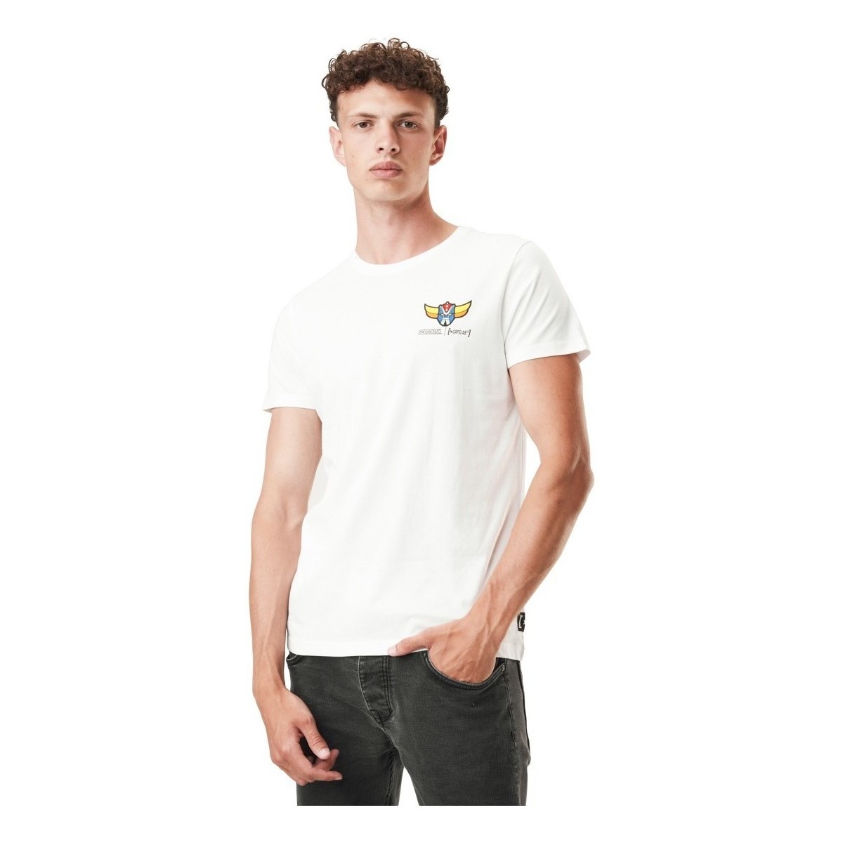 Vêtements Homme T-shirts manches courtes Capslab Tee shirt homme en coton Goldorak Blanc