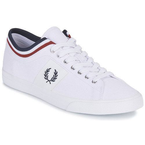 Fred Perry UNDERSPIN TIPPED CUFF TWILL Blanc / Marine - Livraison Gratuite  | Spartoo ! - Chaussures Baskets basses Homme 69,00 €