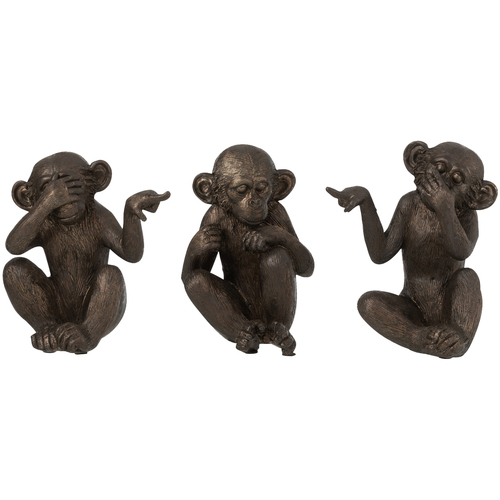 Gagnez 10 euros Grand Cache Pot En écorce De Jolipa Set de 3 figurines les singes de la sagesse Marron