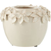 Salle à manger Vases / caches pots d'intérieur Jolipa Cache pot en céramique blanche orné de fleurs Blanc