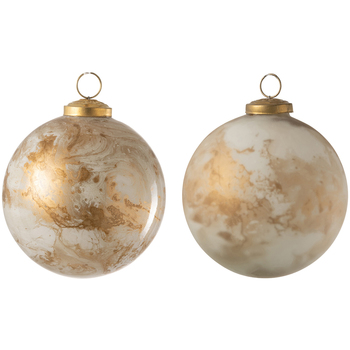 Maison & Déco Malles / coffres de rangements Jolipa Lot de 2 boules de noël motif marbre blanc et or Blanc