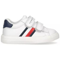 Chaussures Fille Baskets mode Tommy Hilfiger LOW CUT VELCRO SNEAKER WHITE/BLUE Blanc