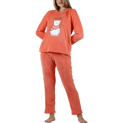 Vêtements Femme Pyjamas / Chemises de nuit Admas Pyjama polaire tenue pantalon top manches longues Hello Winter Orange