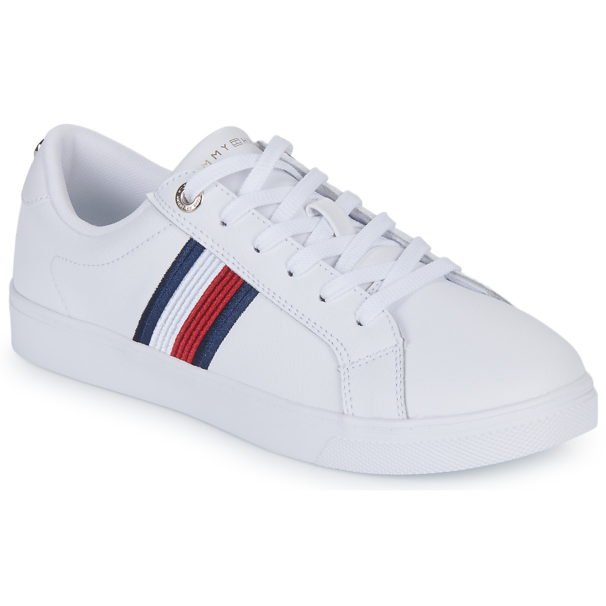 Chaussures Femme Tommy Hilfiger® logo at chest ESSENTIAL STRIPES SNEAKER Blanc