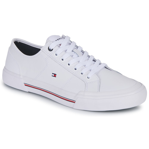 Tommy Hilfiger CORE CORPORATE VULC LEATHER Blanc - Chaussures Baskets  basses Homme 76,00 €