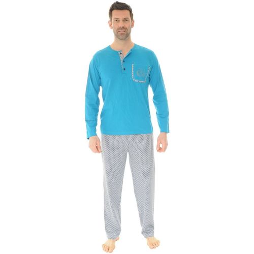 Vêtements Homme Pyjamas / Chemises de nuit Christian Cane PYJAMA LONG BLEU SHAWN Bleu