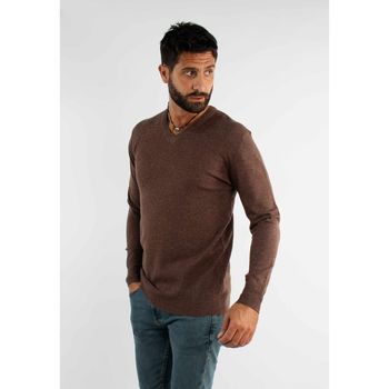 Hollyghost Pull choco touch cashemere avec col V Marron