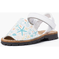 Chaussures Fille Sandales et Nu-pieds Pisamonas Avarcas imprimés pour enfants avec fermeture à scratch Blanc