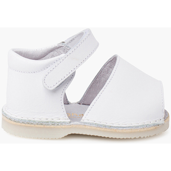 Chaussures Fille Ballerines / babies Pisamonas Sandales Avarcas bébé cuir Bande adhérente Blanc
