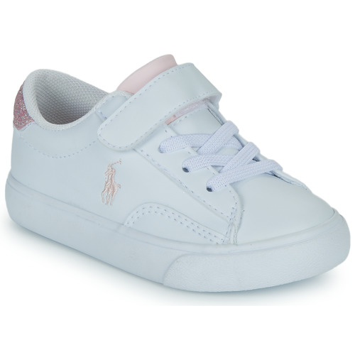 Chaussures Fille Baskets basses Polo Ralph Lauren THERON V PS Blanc / Rose