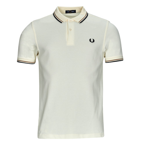 Fred Perry TWIN TIPPED FRED PERRY SHIRT Beige - Vêtements Polos manches  courtes Homme 89,99 €